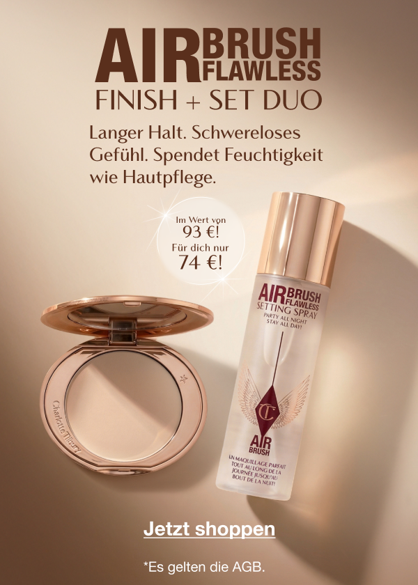AIRBRUSH FLAWLESS FINISH + SET DUO Langer Halt. Schwereloses Gefühl. Spendet Feuchtigkeit wie Hautpflege. Im Wert von 93 €* Für dich nur 74 €