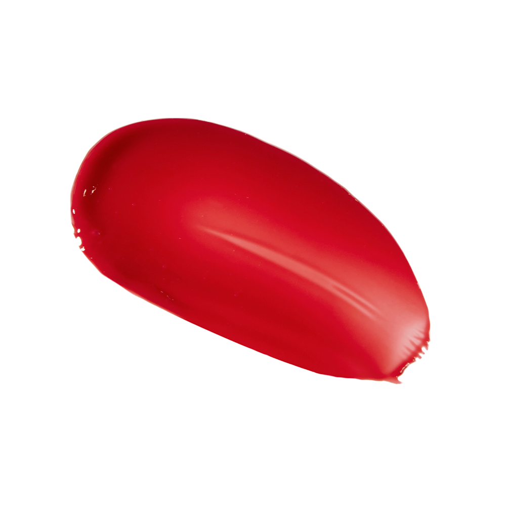 Swatch of a creamy lip and cheek tint in a vibrant red shade.