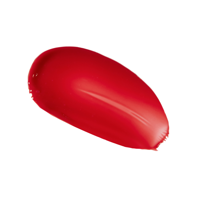 Swatch of a creamy lip and cheek tint in a vibrant red shade.