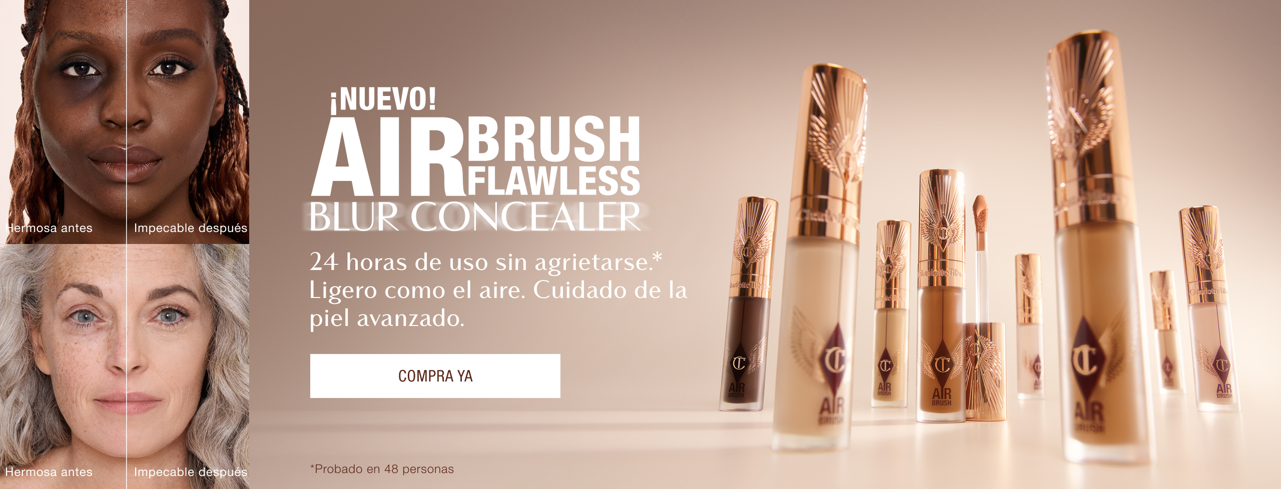 ¡NUEVO! AIRBRUSH FLAWLESS BLUR CONCEALER 24 horas de uso sin cuartearse. *Ligero como el aire. Cuidado de la piel avanzado