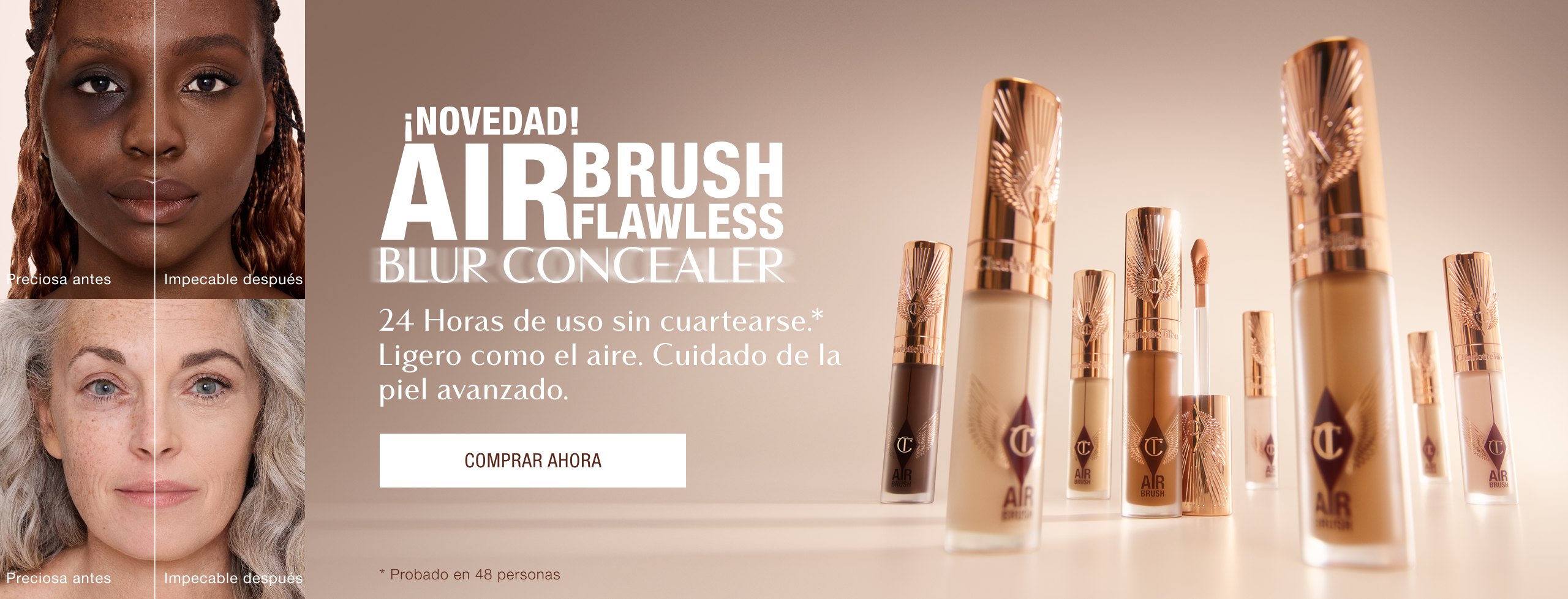 ¡NOVEDAD! AIRBRUSH FLAWLESS BLUR CONCEALER 24 horas de uso sin cuartearse.* Ligero como el aire. Cuidado de la piel avanzado.