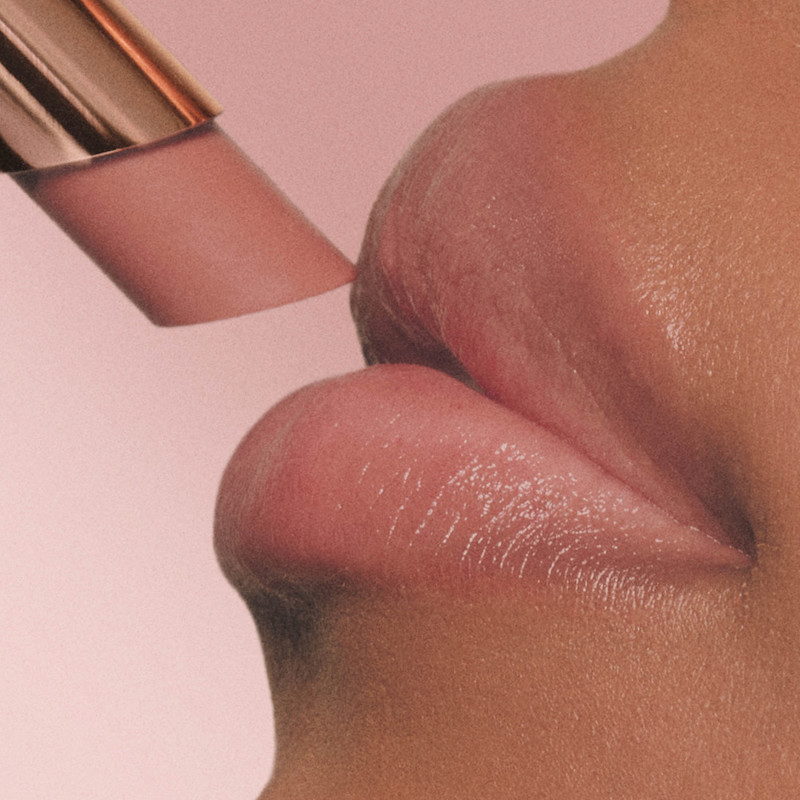 Pinky Nude Lipstick on tan skin