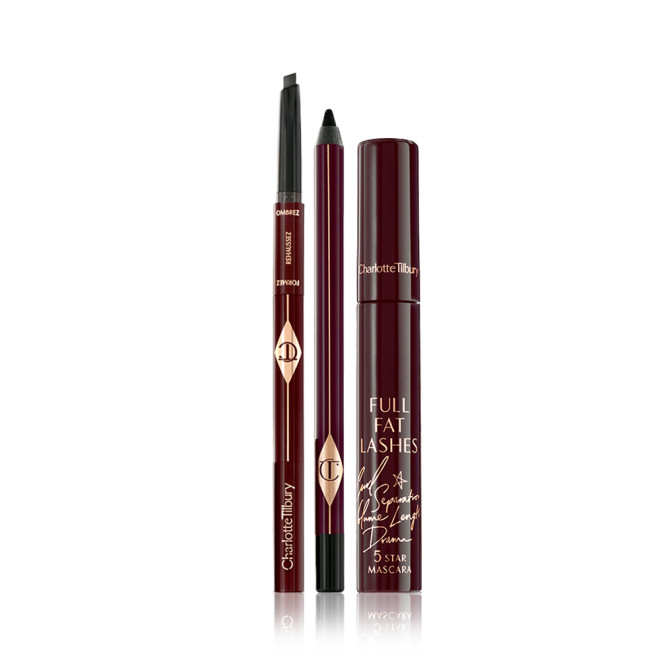 Sultry Smokey Eye Kit Product Image with Mascara, Eyeliner and Eyebrow Brush.