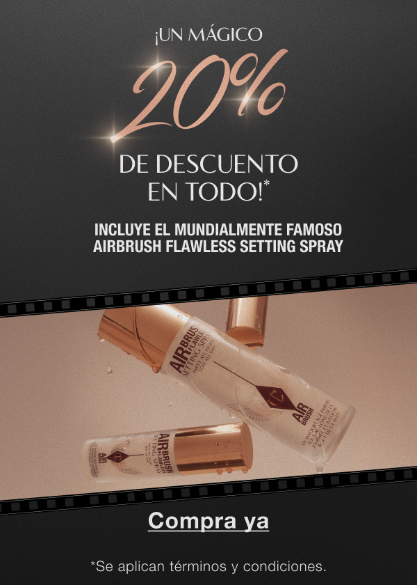¡Un mágico 20% de descuento en todo!* INCLUYE EL MUNDIALMENTE FAMOSO AIRBRUSH FLAWLESS SETTING SPRAY