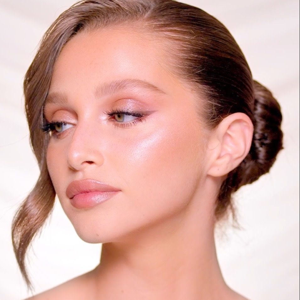 Model wearing a bridesmaid makeup look by Sofia Tilbury for Charlotte Tilbury Beauty