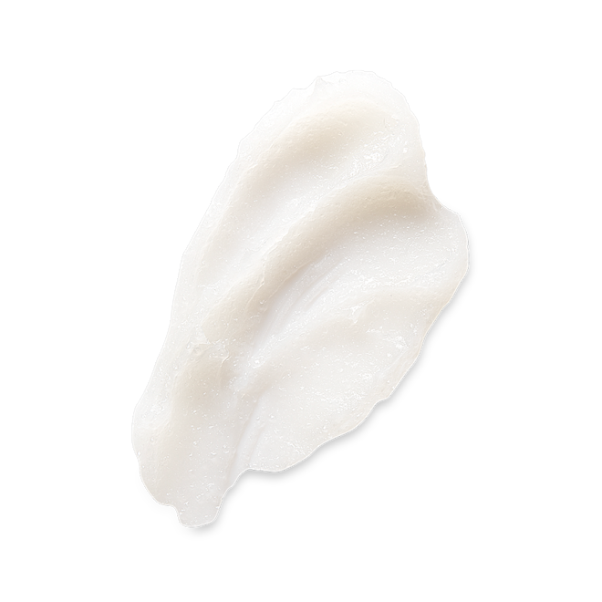 Charlotte's Magic Lip Scrub swatch Swatch of a thick, white-coloured lip scrub.