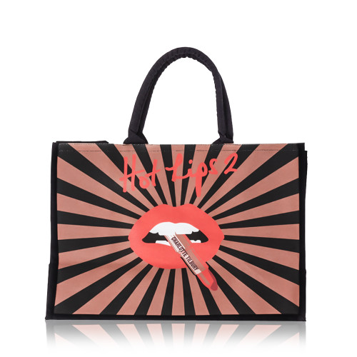 Hot Lips 2 Tote bag with a starburst print