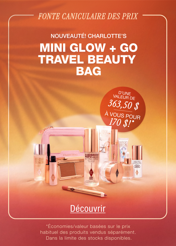 NOUVEAUTÉ! Mini Glow + Go Travel Beauty Bag de Charlotte Fonte caniculaire des prix