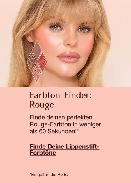 Blush Shade Finder featuring a close-up of a person’s face with blush makeup and blush swatches, with text inviting users to find their perfect blush shade in under 60 seconds.