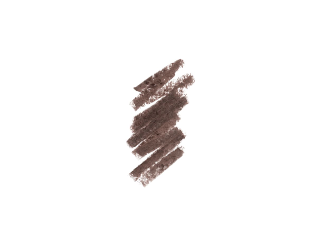 A close-up swatch of a dark brown eyeliner pencil. 