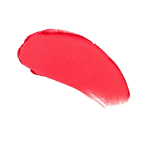 Swatch of a classic, 70’s-inspired sunset red lipstick with a matte finish.