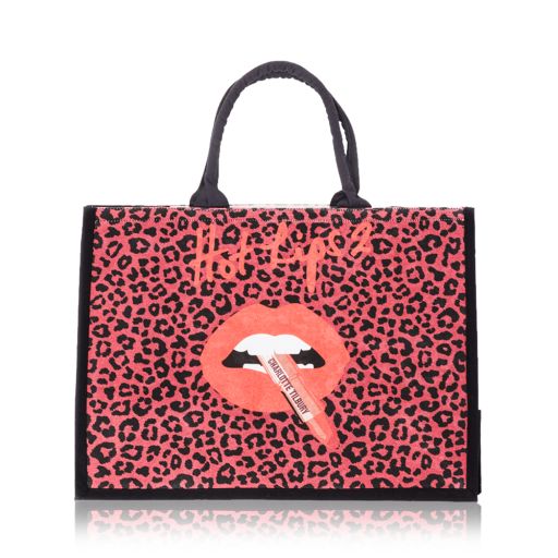 Hot Lips 2 Tote Bag- The Timeless Leopard in Modern Red Leopard