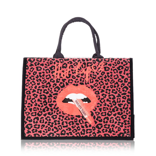 Hot Lips 2 The Timeless Leopard Tote Bag In Modern Leopard Red Hot Lips 2 Charlotte Tilbury