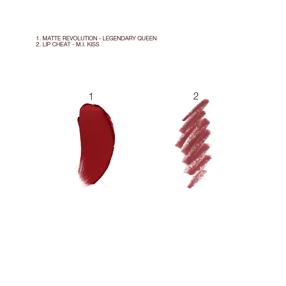 Legendary Queen Luscious Lip Slick Swatches with a lip stick and lip liner