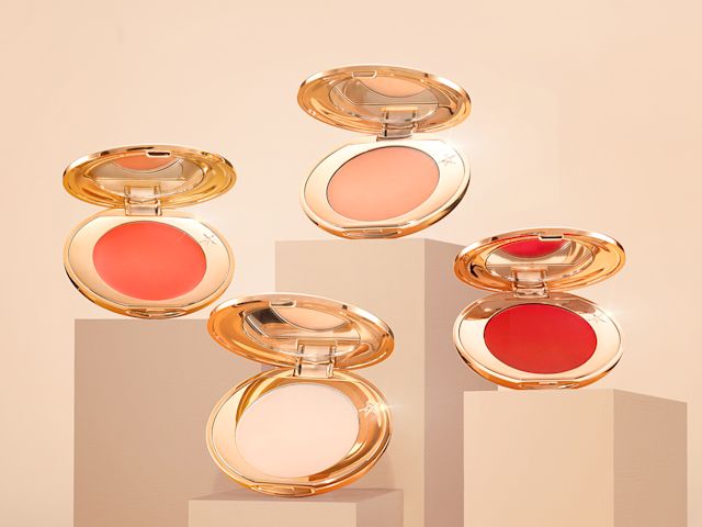 Open, mirrored-lid, under-eye brightening colour corrector compacts for fair, light, medium, and deep skin tones. 