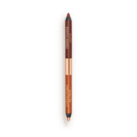 An open, double-ended eyeliner pen in warm rust and copper colours. 