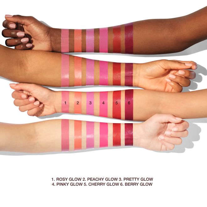 Unreal blush arm swatch 3 arms with different skintones, swatching the unreal blush shades.