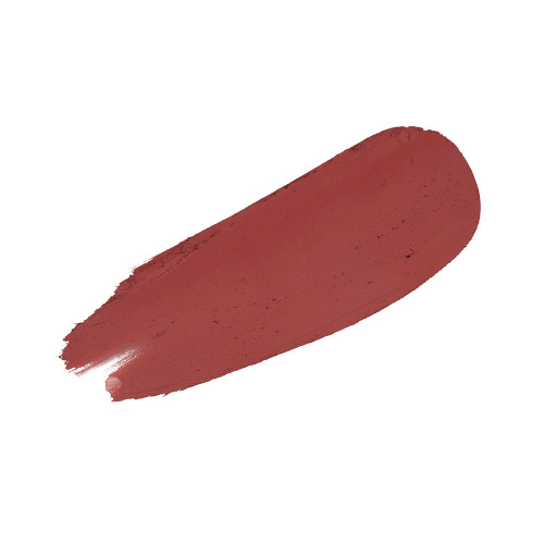 Swatch of a matte lipstick in a tawny orange-red shade.