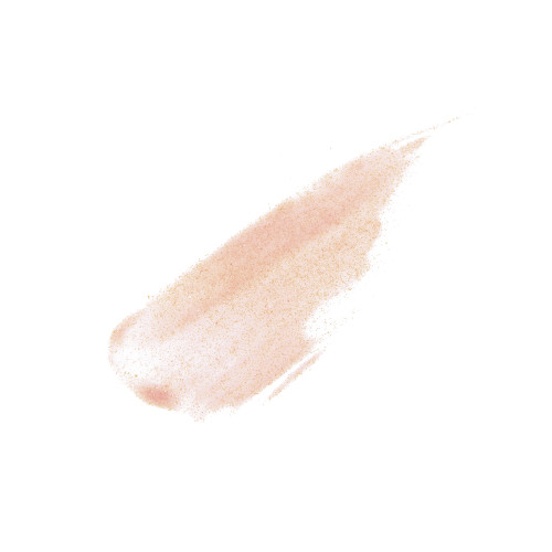 Swatch of a shimmery lip gloss in a rosy opal shade with fine glitter.