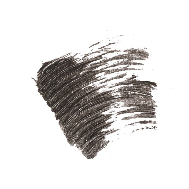 Swatch of an eyebrow tint in a black-brown shade.