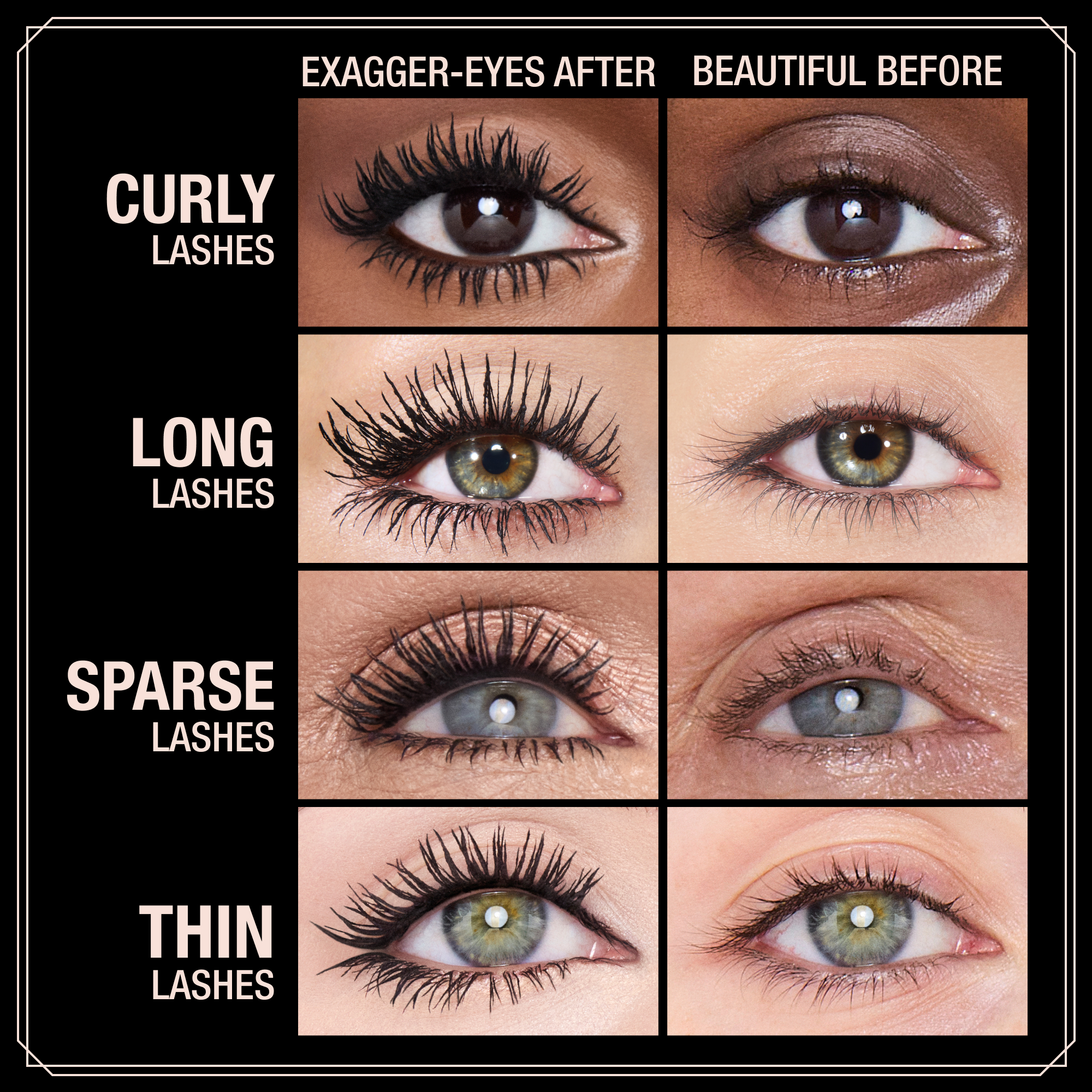 Exagger-Eyes Mascara on different lash types