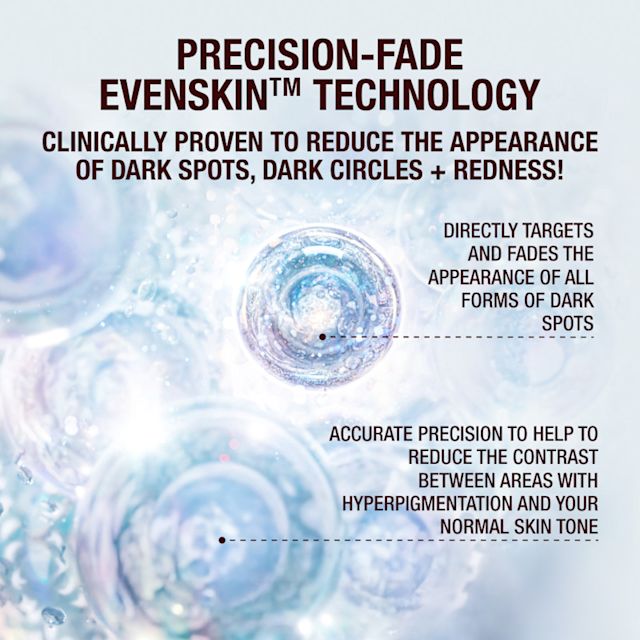 Infographic describing the Precision-Fade Evenskin Technology in Charlotte's dark spot serum