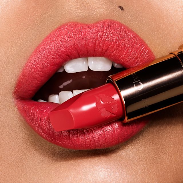 Hot Emily coral pink bold lipstick
