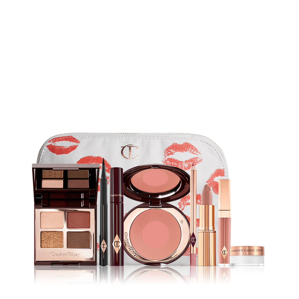 The Bella Sofia makeup look including The Bella Sofia Luxury Palette, Cheek to Chic in Ecstasy and Lip Cheat in Pillow Talk