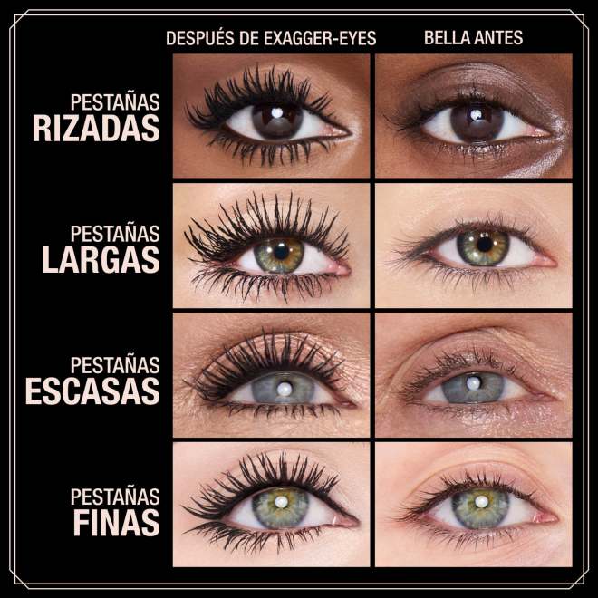 Exagger-eyes mascara before and after on different lash types