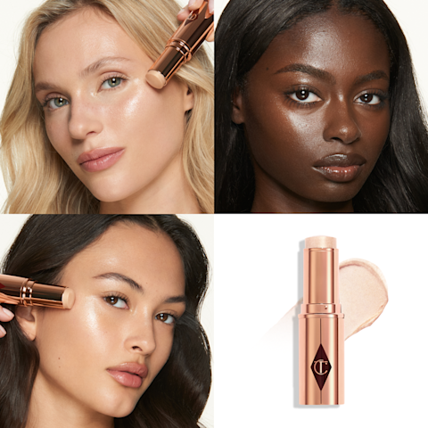 Unreal Highlighter Fresh Healthy Glow Stick Glazed Goddess Universal Teinte sur 3 carnations