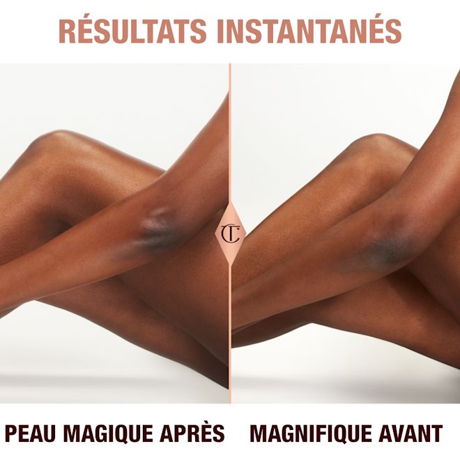 Résultats instantanés de la Magic Body Cream sur un mannequin à la peau foncée Résultats instantanés de la Magic Body Cream sur un mannequin à la peau foncée