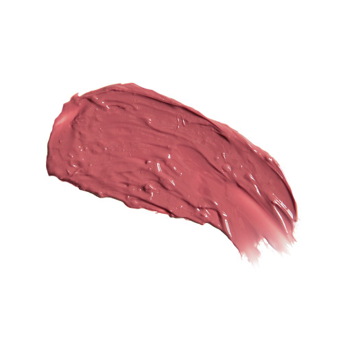 Swatch of a moisturising lipstick lip balm in a nude-pink shade.
