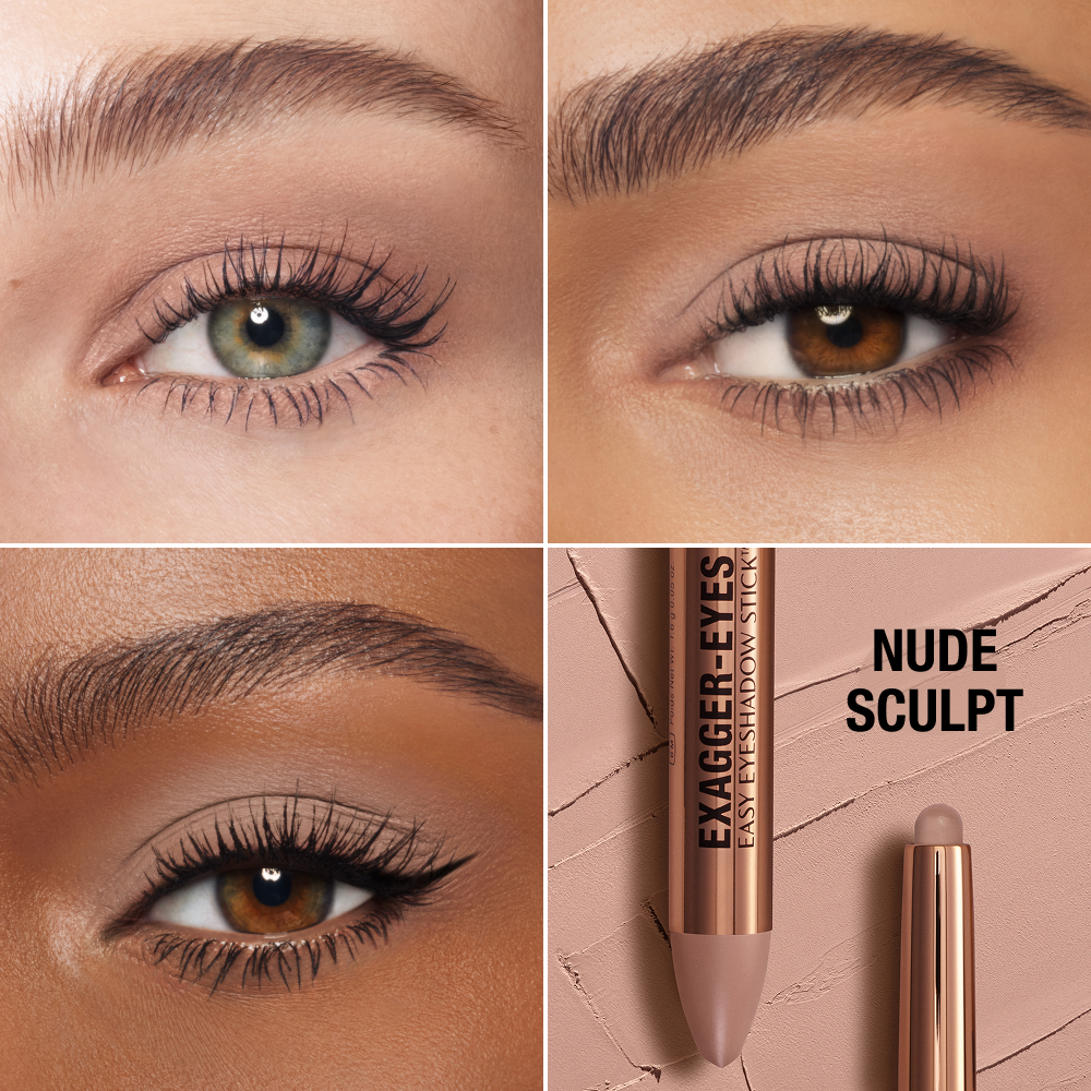 Exagger-eyes Eyeshadow Stick - Nude Sculpt Model Close Up Eye Grid  