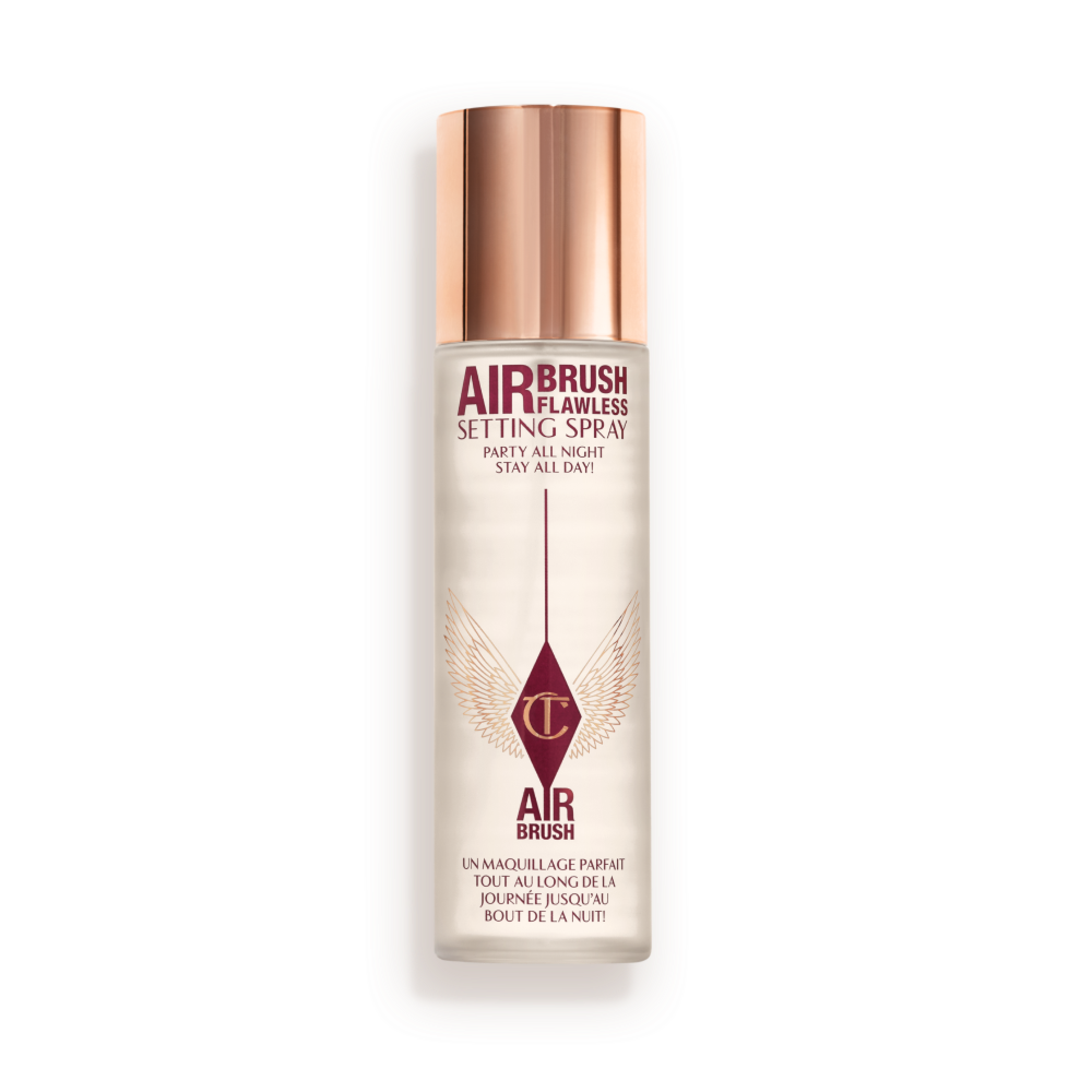 Charlotte Tilbury Airbrush Flawless Setting Spray bottle with a 'Best Seller' badge.
