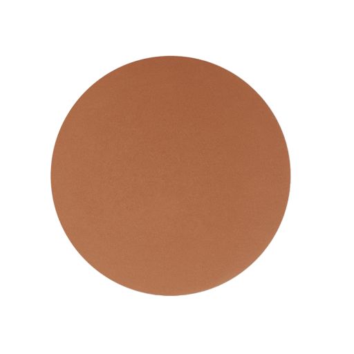 Swatch of a finely-milled bronzer in a chocolate brown shade, which is perfect for tan tones. 