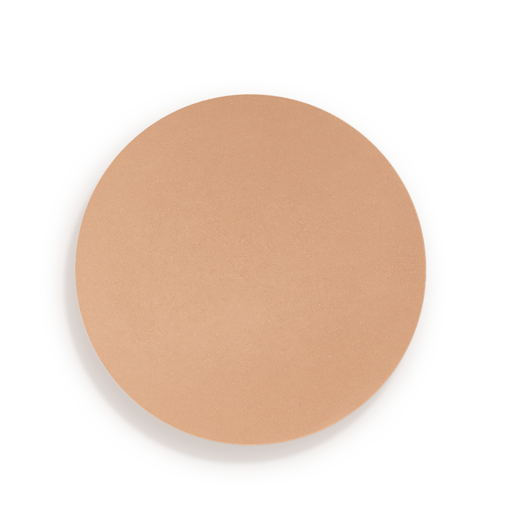 Swatch of a finely-milled bronzer in a light brown shade, which is perfect for fair tones. 