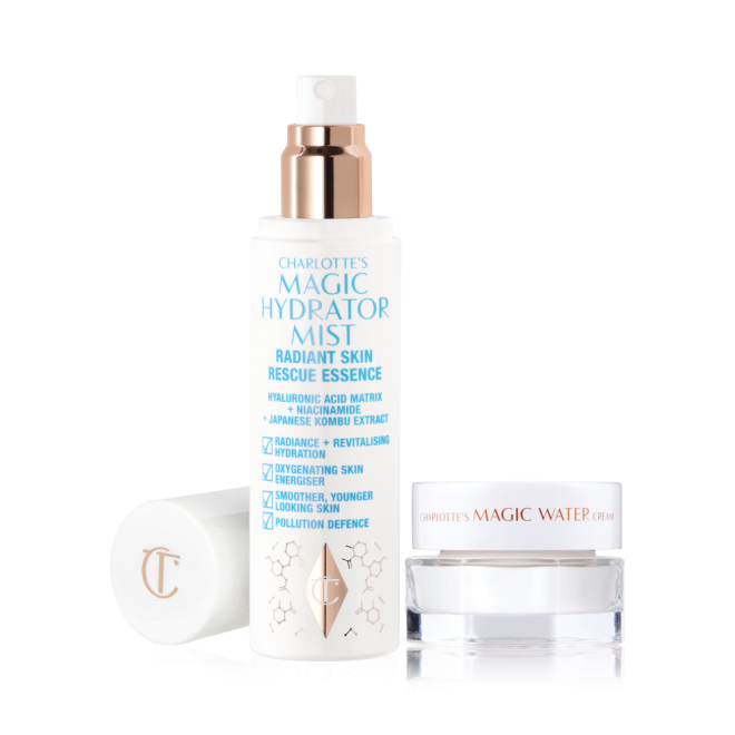 Magic Water Cream and Magic Hydrator Mist packaging