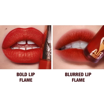 Flame Airbrush Lip Blur prima e dopo nel look audace