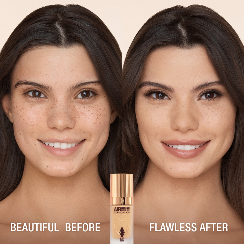 AIRBRUSH FLAWLESS FOUNDATION BEFORE AND AFTER 6 NEUTRAL