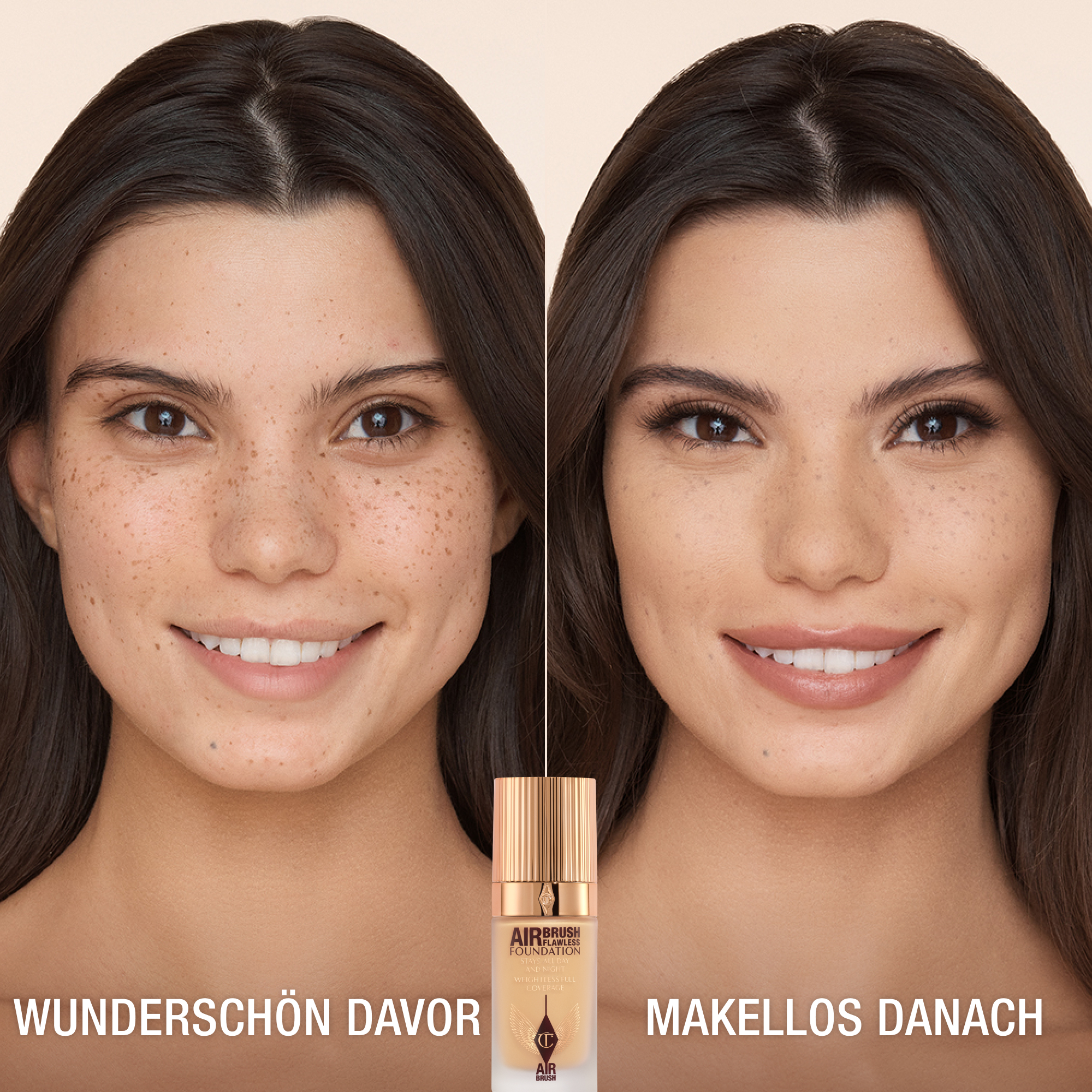 AIRBRUSH FLAWLESS FOUNDATION 6 NEUTRAL, VORHER UND NACHHER
