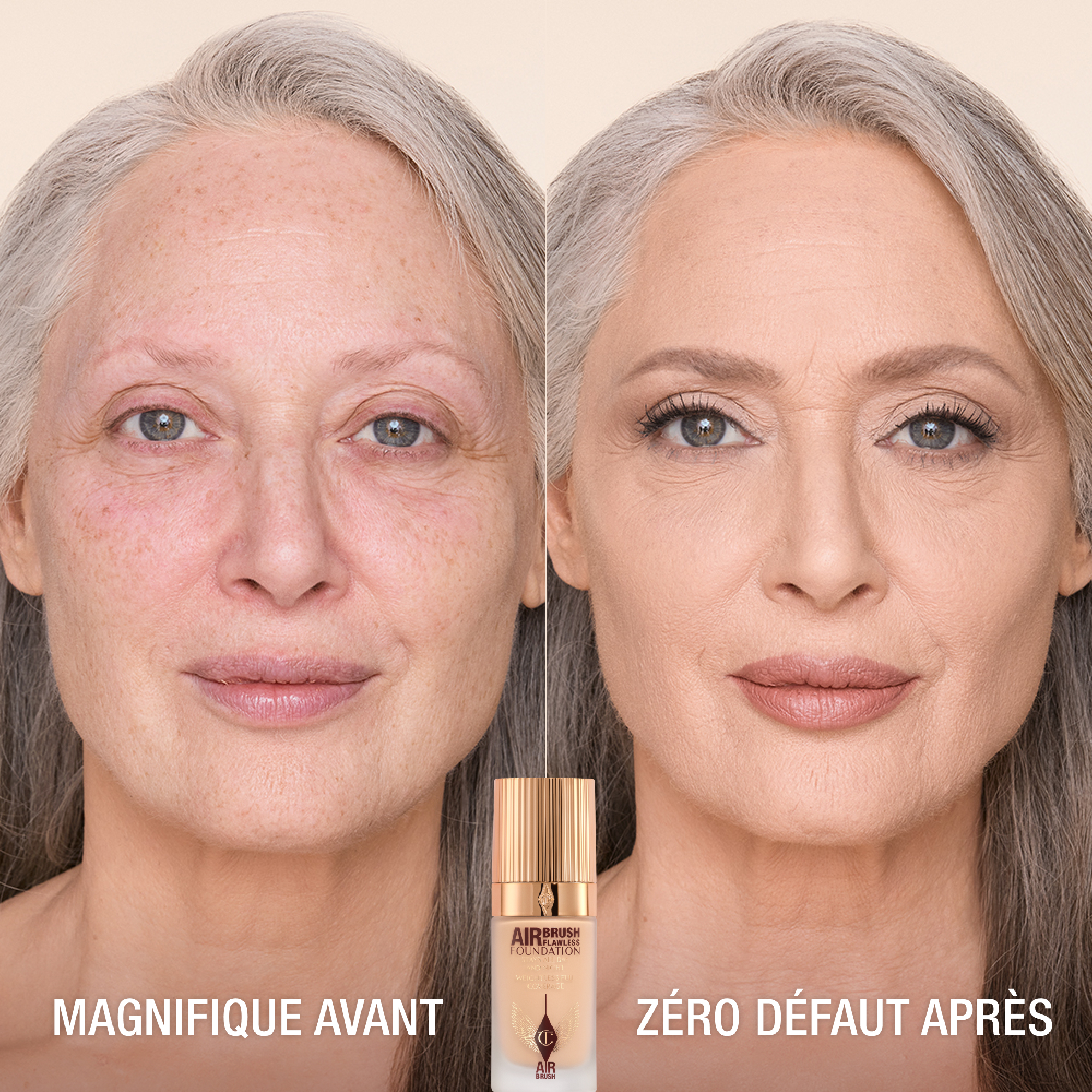 AVANT ET APRÈS DU AIRBRUSH FLAWLESS FOUNDATION teinte 4 Cool (Froid)
