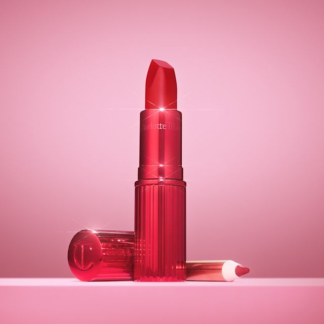 Hollywood Beauty Icon Valentine's Day red lipstick with matching lip liner