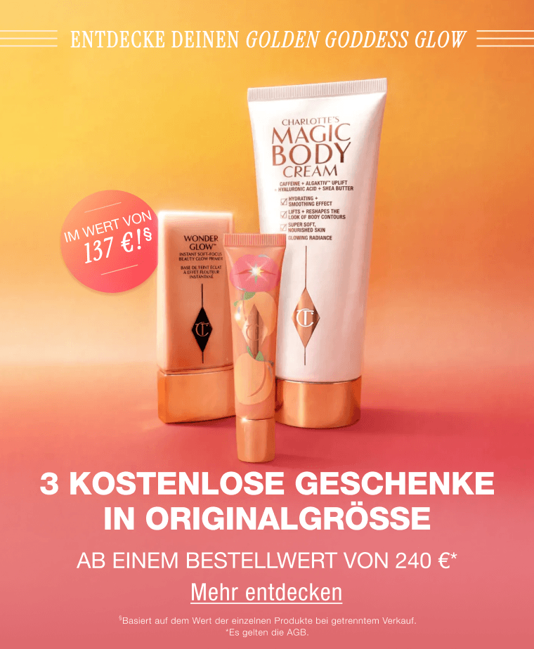 Entdecke deinen Golden Goddess Glow Drei kostenlose Geschenke in Originalgröße