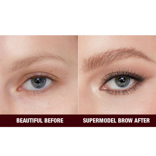 legendary Brows Model before and after image in shade Taupe