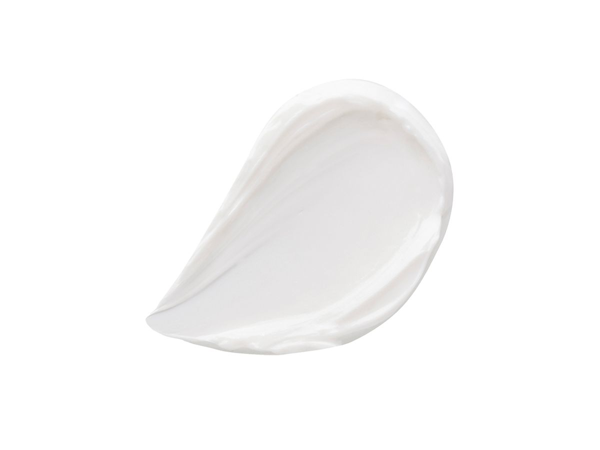 Swatch of a pearly-white face cream. 