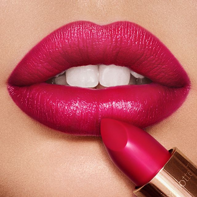 Model with blonde hair wearing Velvet Underground Matte Revolution lipstick