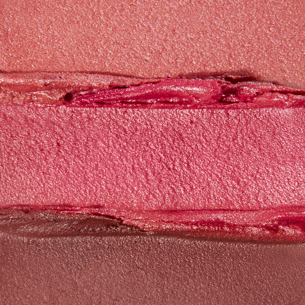 3 texture swatches of Charlotte's buildable and blendable Beach Sticks cream blushes