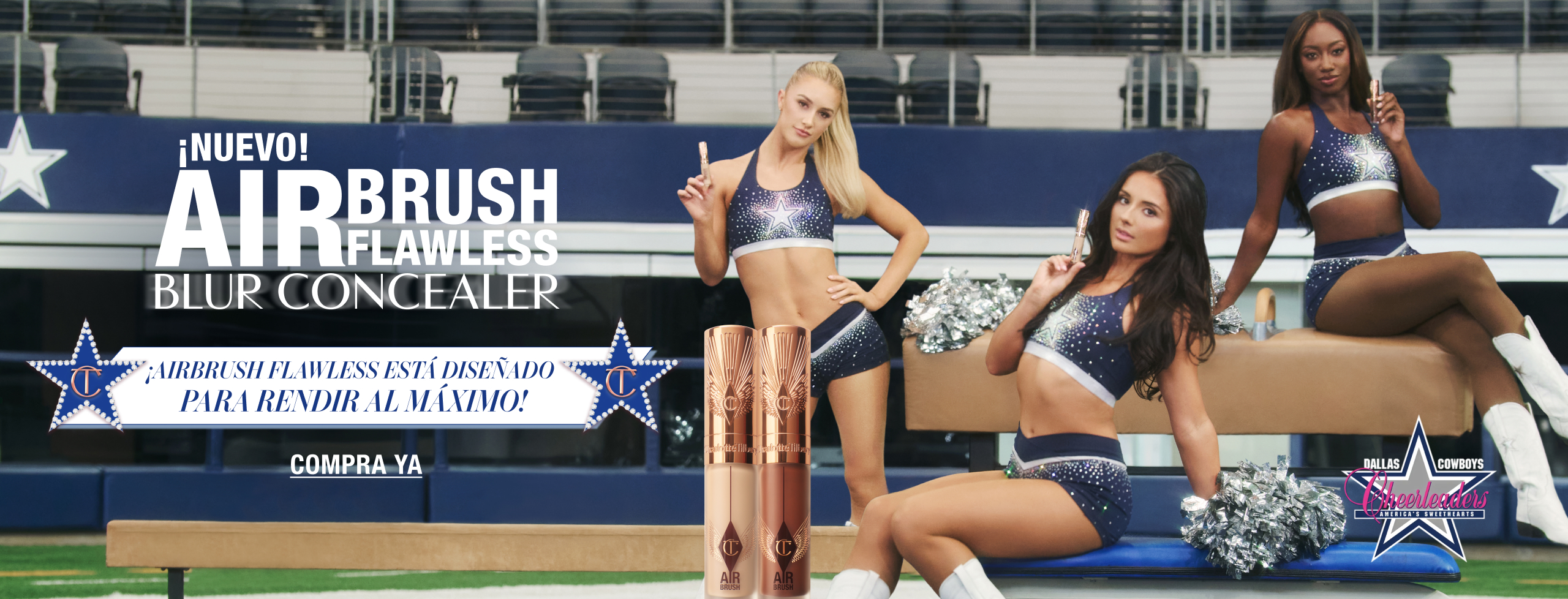 LAS CHEERLEADERS DE LOS DALLAS COWBOYS ¡NUEVO! AIRBRUSH FLAWLESS BLUR CONCEALER ¡AIRbrush Flawless está diseñado para rendir al máximo! <COMPRA YA>