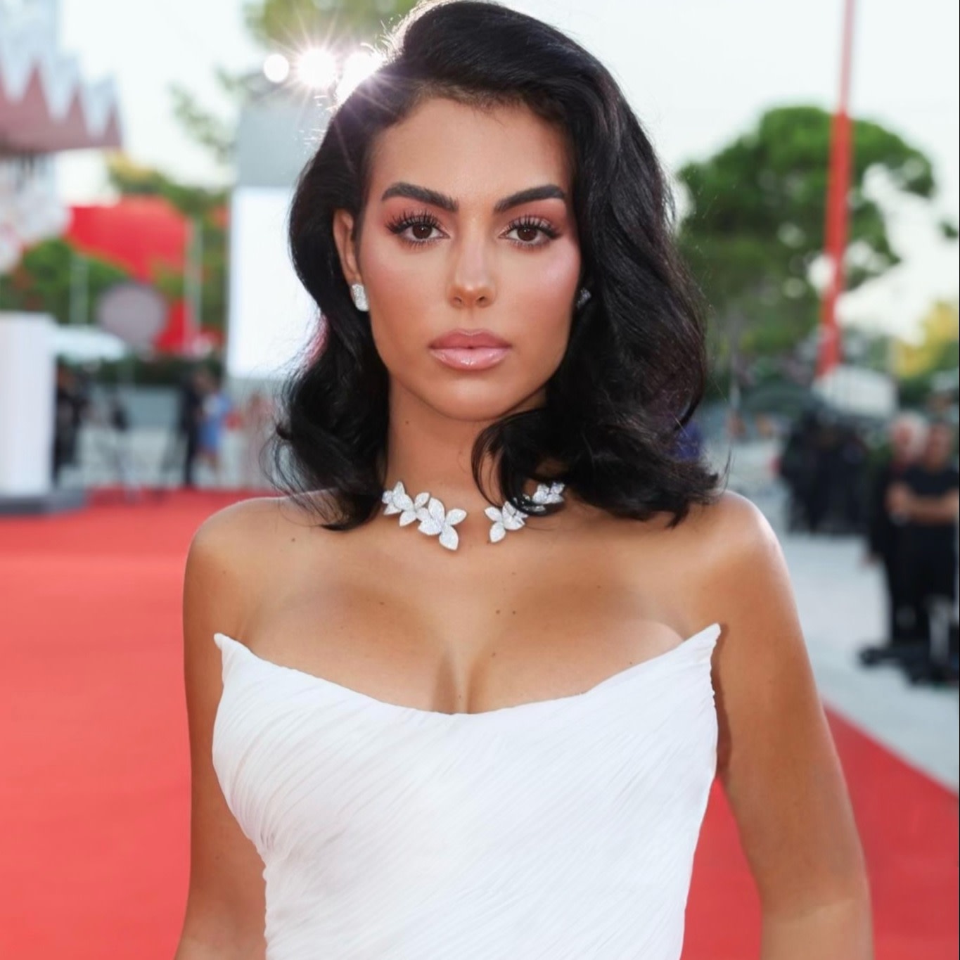 Georgina Rodriguez wearing a Charlotte Tilbury makeup look at the Venice Film Festival