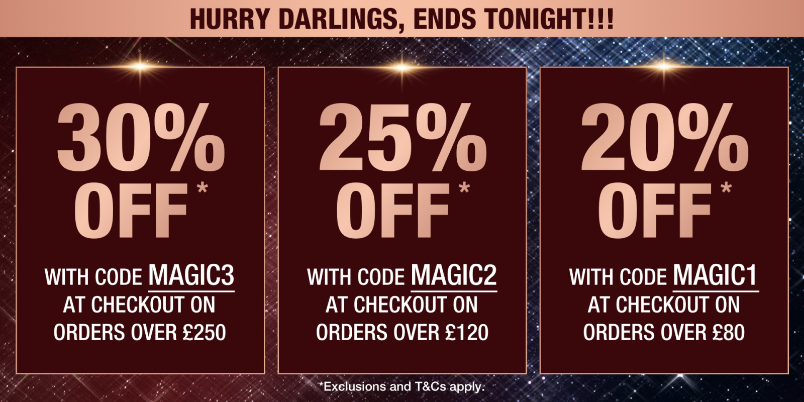 Darlings, unlock magical savings on almost everything on CharlotteTilbury.com